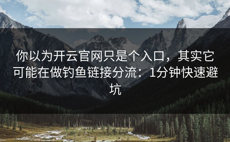 你以为开云官网只是个入口，其实它可能在做钓鱼链接分流：1分钟快速避坑