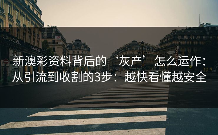 新澳彩资料背后的‘灰产’怎么运作:从引流到收割的3步:越快看懂越安全 新澳彩资料背后的‘灰产’怎么运作:从引流到收割的3步:越快看懂越安全